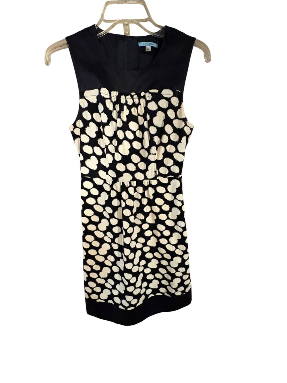 Leifnotes Anthropologie Black Cream Polka Dot Sleeveless Dress Size 0